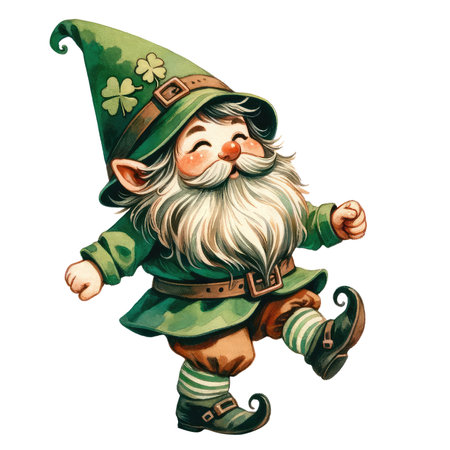 Embrace the festive spirit with this pair of hand-drawn gnomes. This was taken on a lively Irish jig for St. Patrick's Day. It's a delightful addition to any creative project or seasonal decorating project.の素材