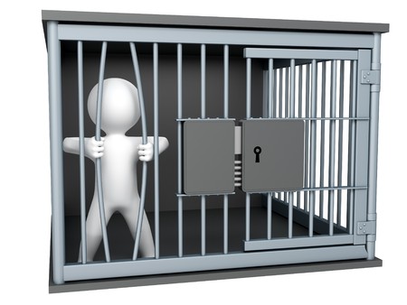 Man try to break jailの写真素材