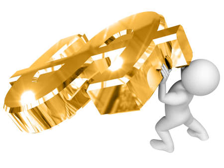 Person raise big gold dollar sign.の写真素材