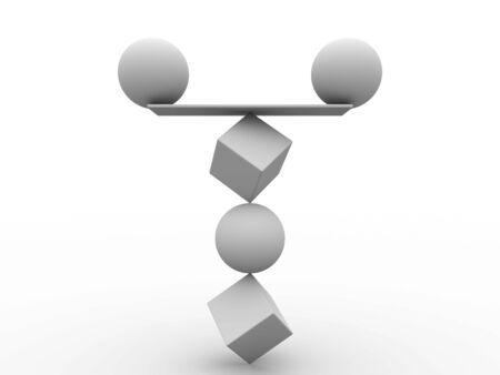 Two spheres balance on an unstable figureの写真素材
