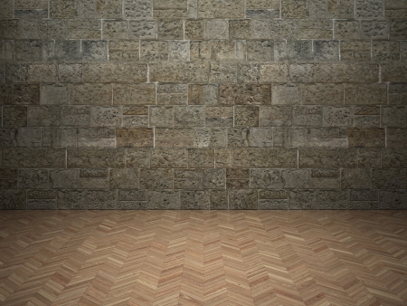 Brick wall and laminate floorの写真素材