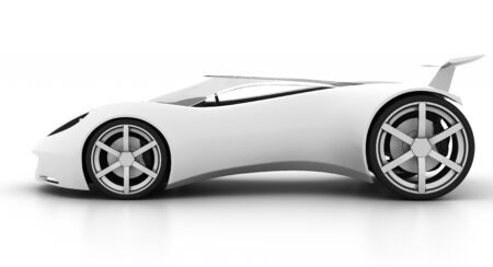 Side view of racy sports car on white backgroundの写真素材