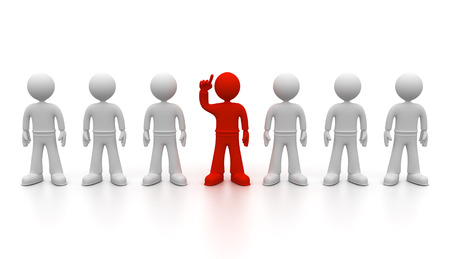 3D graphic row of icons of male white with one red Individualの写真素材