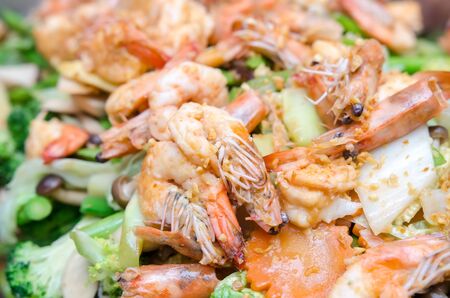 Stir fried broccoli with shrimpの写真素材