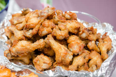 Fried Chicken Legs on Aluminium Foilの写真素材