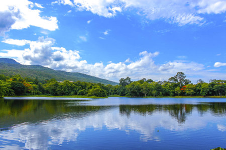 mountain lake in thailandの写真素材