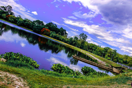 mountain lake in thailandの写真素材