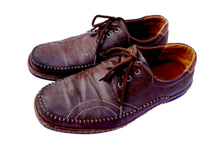 Brown leather men's shoesの写真素材