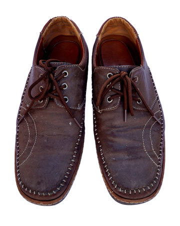 Brown leather men's shoesの写真素材