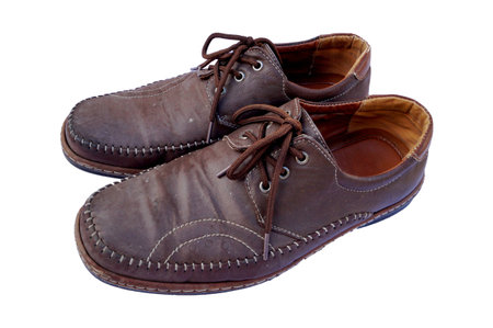 Brown leather men's shoesの写真素材