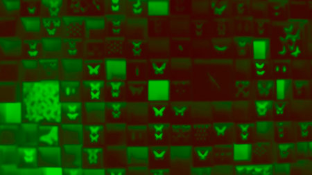 Abstract circular bokeh on green background.の写真素材