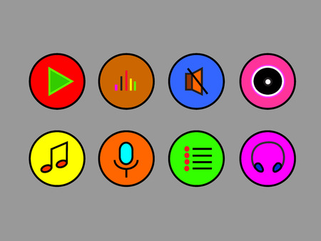 Media player square buttons collection. Vector design elementsのイラスト素材