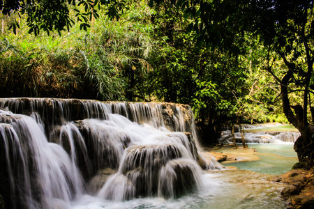 Kuang Si Waterfall, Luang prabang, Laosの写真素材