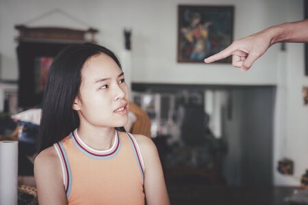 Asian women is unhappy being cursed by the bossの写真素材