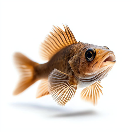 This vibrant image captures the beauty of a fish swimming gracefully in clear water. The intricate details of its fins and scales highlight the wonders of aquatic life.の素材