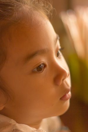 Children's eyes looking out, select focus.の写真素材