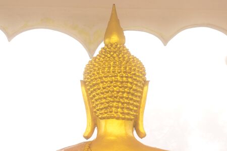 Back gold Buddha head,the revered Buddhist .の写真素材