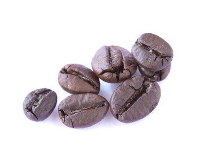 Coffee beans on a white background.の写真素材