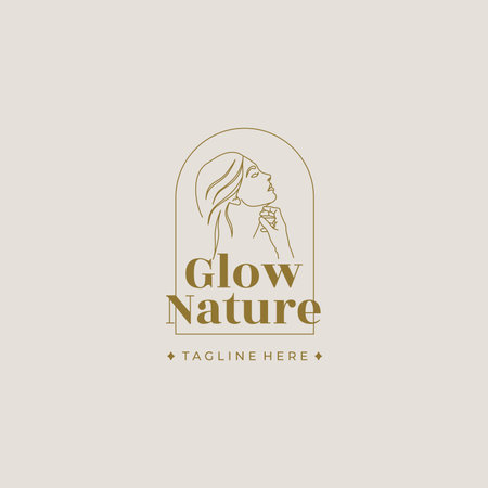 Vector beauty woman face line art luxury skin care logo vector illustrationのイラスト素材