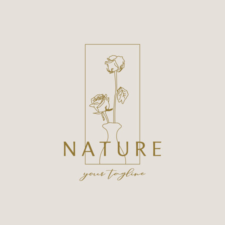 Vector nature flower line art luxury skin care logo vector illustrationのイラスト素材