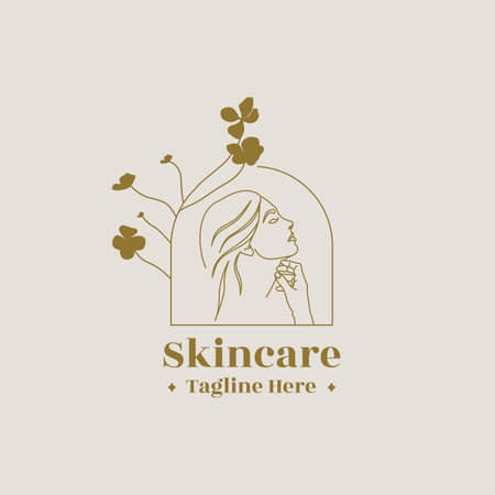 Vector beauty woman monoline luxury logo designのイラスト素材