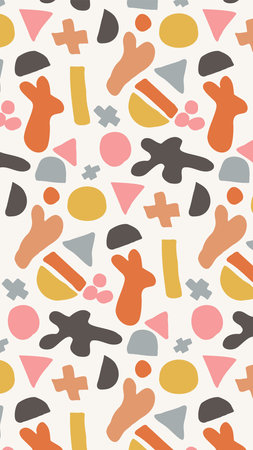 Hand drawn minimal abstract shapes pattern. Collage contemporary print. Fashionable template for design.のイラスト素材