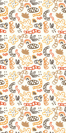 Hand drawn minimal abstract shapes pattern. Collage contemporary print. Fashionable template for design.のイラスト素材