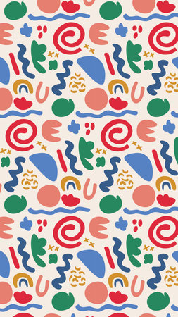 Hand drawn minimal abstract shapes pattern. Collage contemporary print. Fashionable template for design.のイラスト素材