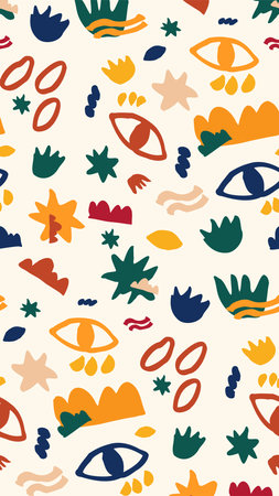 Hand drawn minimal abstract shapes pattern. Collage contemporary print. Fashionable template for design.のイラスト素材