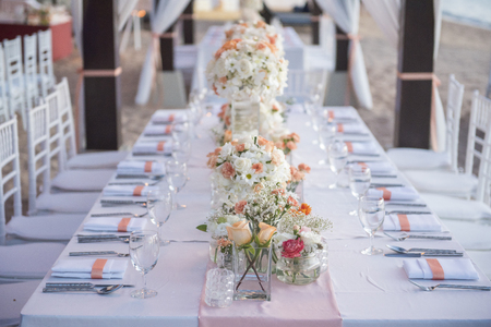 wedding The elegant dinner table on the beach