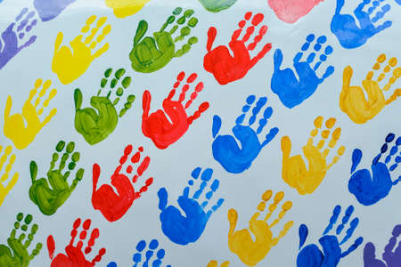 colorful hand stopの写真素材