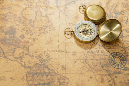 old compass on vintage mapの写真素材