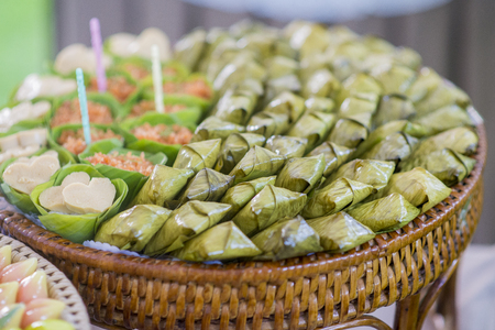 Thai wedding food and wedding decorationの写真素材