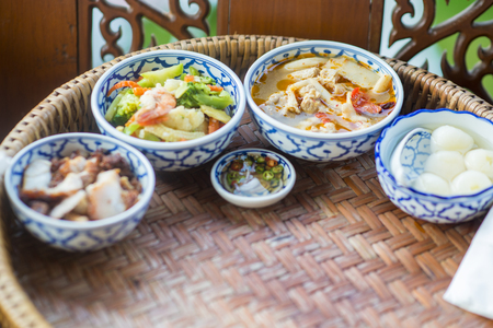 Thai wedding food and wedding decorationの写真素材