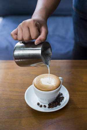 Making of latte art coffeeの写真素材