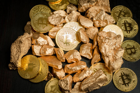 bitcoin mining backgroundの写真素材