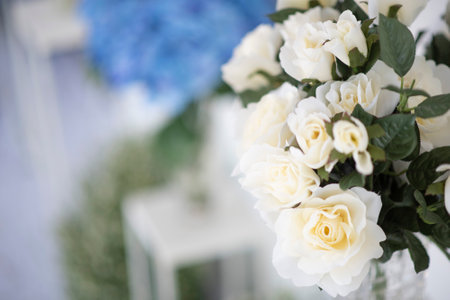 wedding backdrop with flower and wedding decorationの写真素材