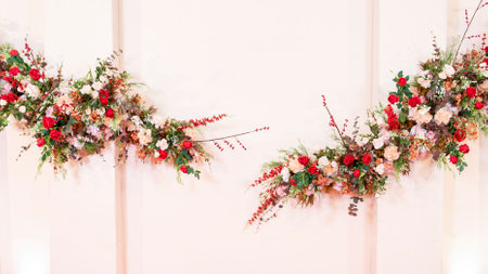 Pink flower wedding decorationsの写真素材