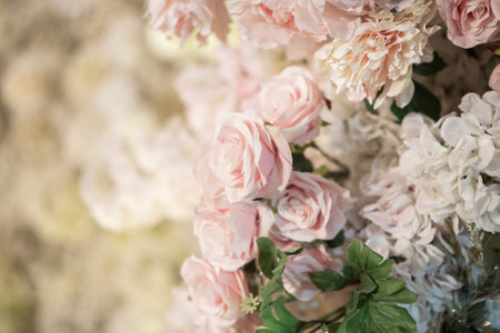 wedding backdrop with flower and wedding decorationの写真素材