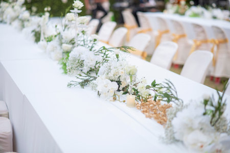 White wedding flower background and wedding decoration