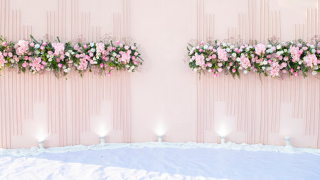Pink wedding flower background and wedding decorationの写真素材