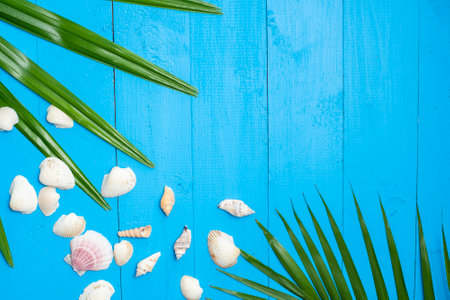 Blue wood background , Summer  conceptの写真素材