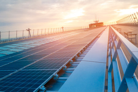 solar cell panels on rooftop , Save energy concept