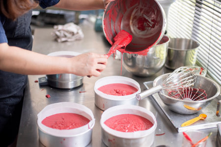 Beautiful woman is making bakery
