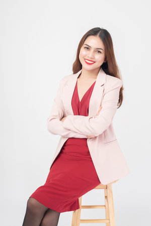Beautiful business woman in studioの写真素材