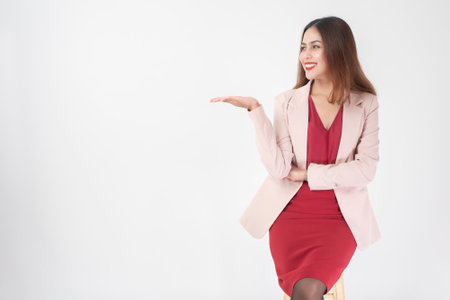 Beautiful business woman in studioの写真素材