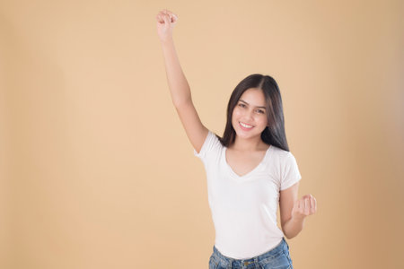 Happy beautiful young womanの写真素材