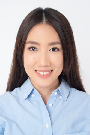 Attractive Asian woman portrait  on white background