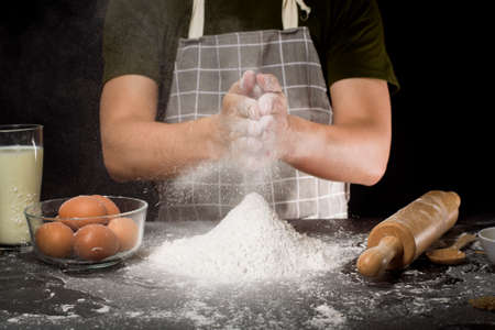 A man is baking homemade bakery