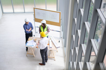 Top view of engineering people are meeting , Engineering people, corporate working, teamwork...